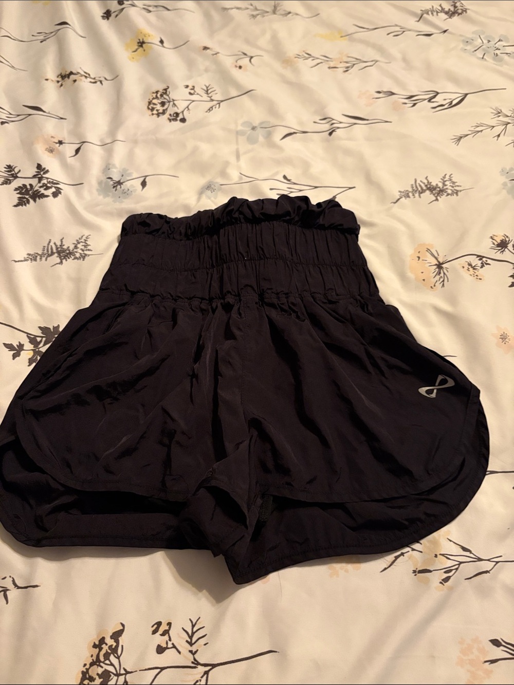 NFINITY Black High-Rise Athletic Shorts with Smocked Waistband